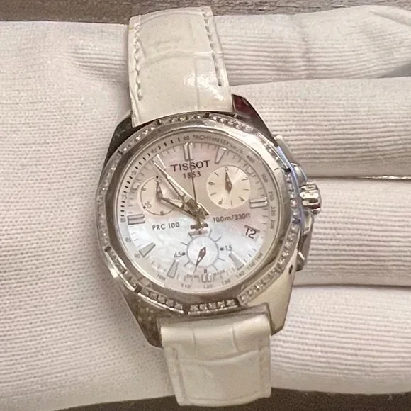 PreLoved Tissot PRC 100 Diamond Bezel Steel MOP Tissot PRC 100 Streel Diamond Bezel MOP Dial Quart Ladies  main image 4